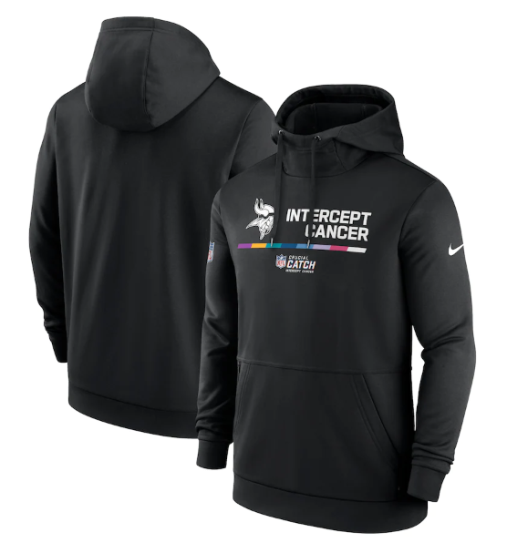 Men's Minnesota Vikings 2022 Black Crucial Catch Therma Performance Pullover Hoodie Men's Minnesota Vikings 2022 Black Crucial Catch Therma Performance Pullover Hoodie